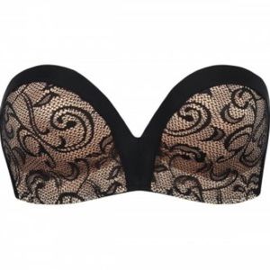 NWOT Black and Cream Lace Strapless Bra